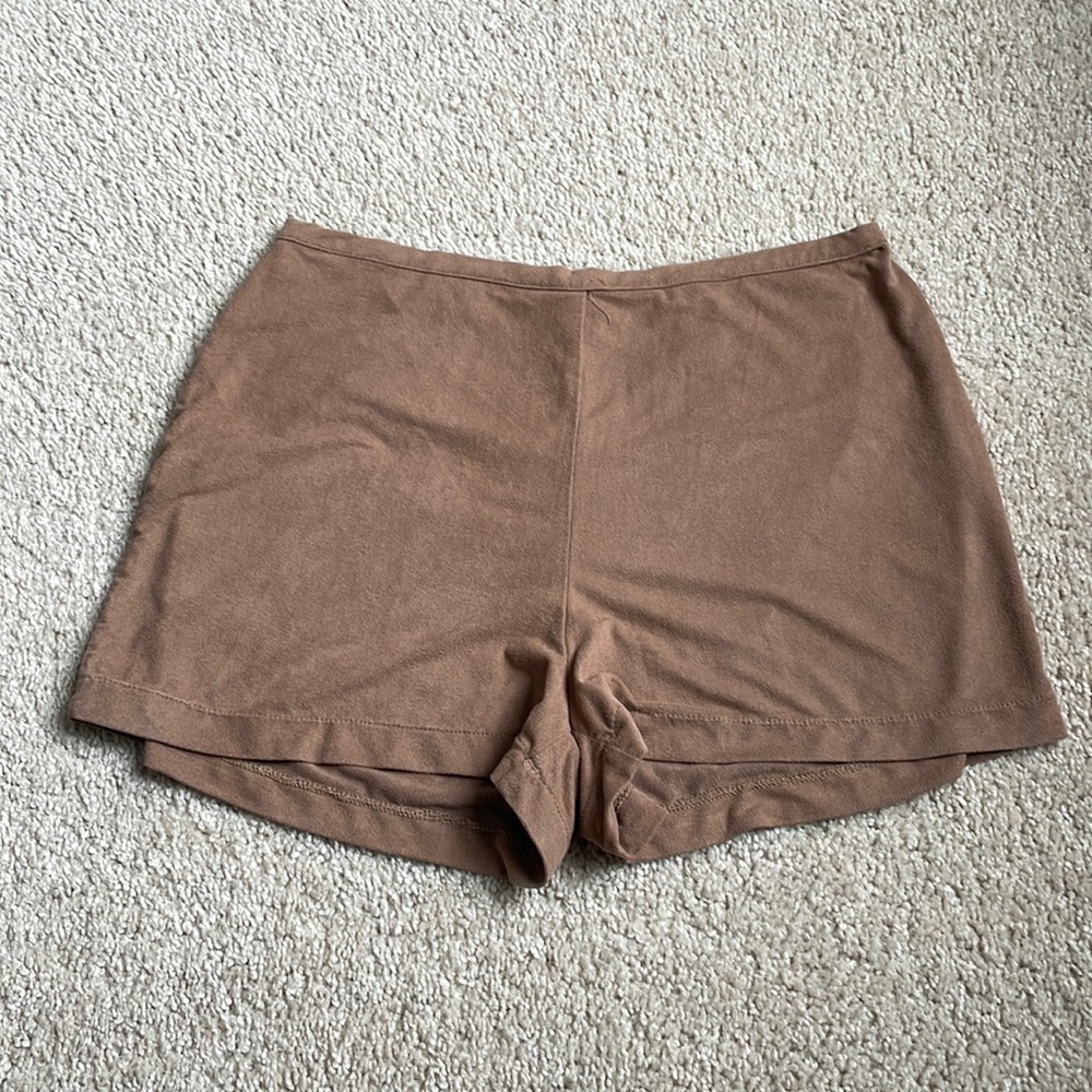 🔴Mimi Chica Tan Suede Like Soft Shorts